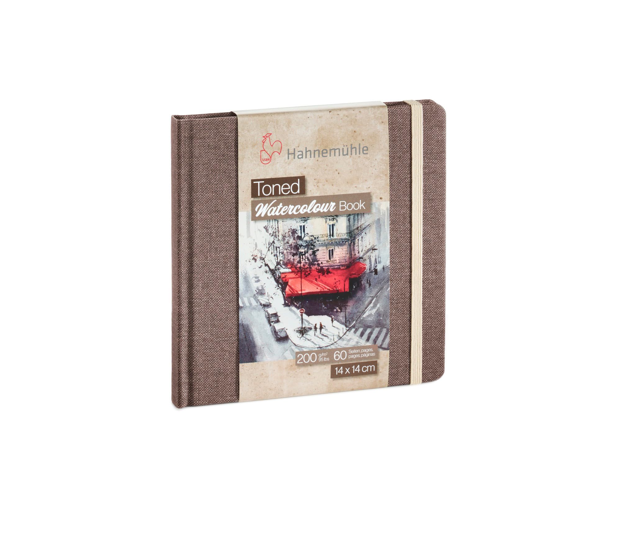 Toned Watercolour 200g/m² Beige, Square Watercolor Notebook, Size 14x14cm, 30 fls