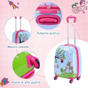 Kids' Cute Cartoon Pattern Travel Trolley, Multicolor