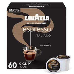 lavazza espresso italiano single-serve coffee k-cups for keurig brewer, medium roast, 100% arabica, value pack, 10 count (pack of 6) (packaging may vary)