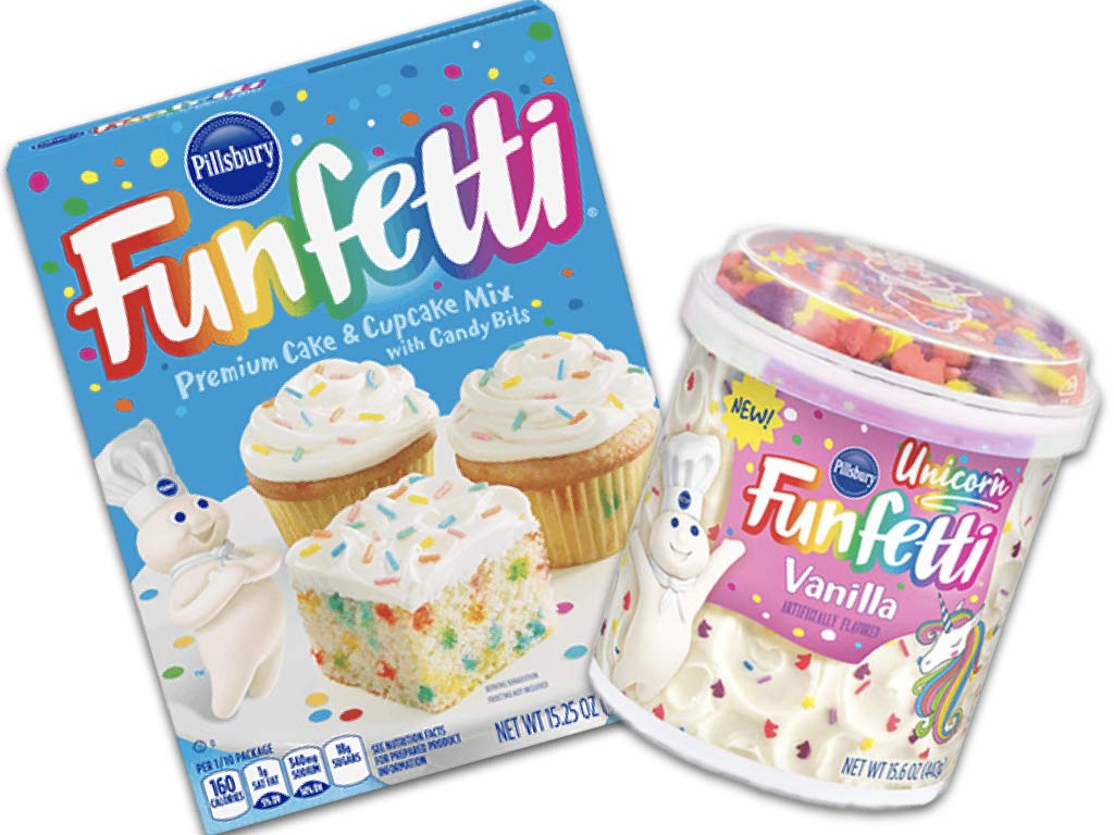 Pillsbury Funfetti Premium Cake & Cupcake Mix with Frosting Bundle (Unicorn Vanilla)