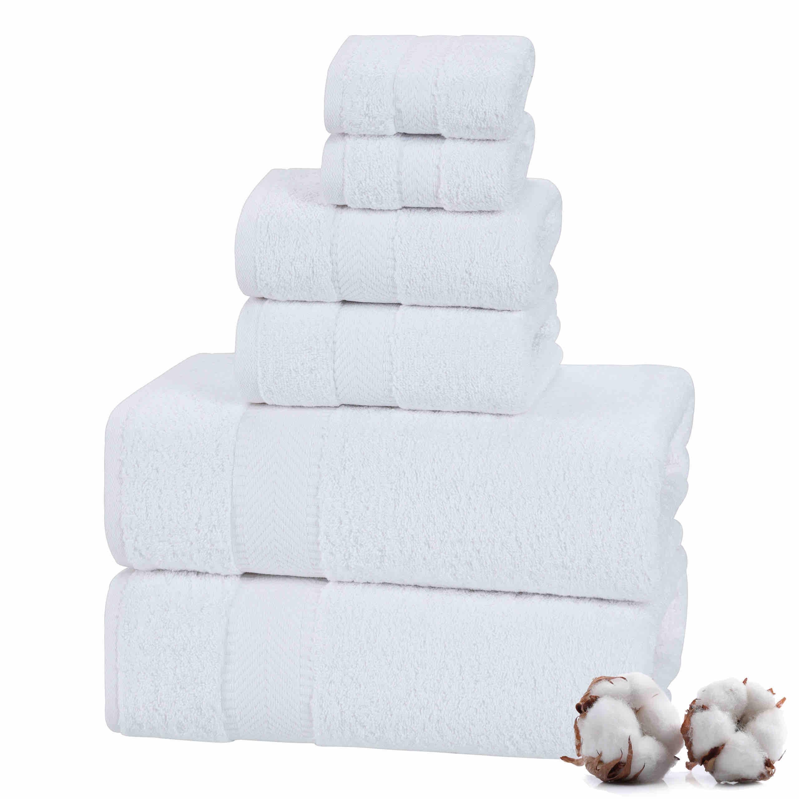 TEXTILOM 100% Turkish Cotton 6 Pcs Bath Towel Set, Luxury Bath Towels for Bathroom, Soft & Absorbent Bathroom Towels Set (2 Bath Towels, 2 Hand Towels, 2 Washcloths)- White