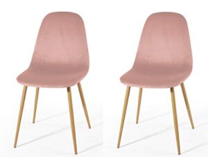 urban lifestyle velvet dining chairs, set of 2, blush