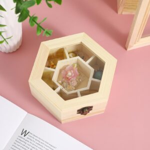 Wooden wood treasure box Jewelry Box DIY Hexagon Shape Jewelry Organizer Jewelry Case for Earrings Necklace unfinished jewelry box Jewelry wooden jewelry box