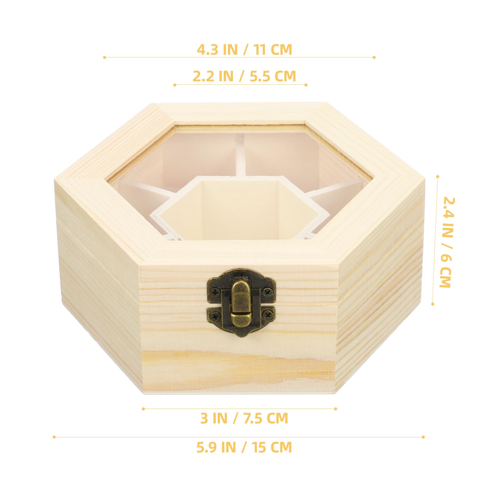 Wooden wood treasure box Jewelry Box DIY Hexagon Shape Jewelry Organizer Jewelry Case for Earrings Necklace unfinished jewelry box Jewelry wooden jewelry box