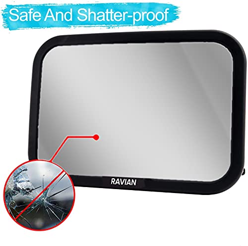 Baby Car Mirror Rear Facing Baby Essentials 100% Shatterproof Safest Clear View 360° Adjustable to All Seats and Ages Crash Tested Fully Assembled