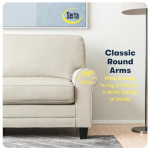 Serta Copenhagen Rolled Arm, Easy Care Polyester, Soft Pillow Back, Pocket Coil Seat Cushions, Removable Covers, Loveseat or Couch for Small Spaces, Living Rooms or Bedrooms, 73" Sofa, Buckwheat