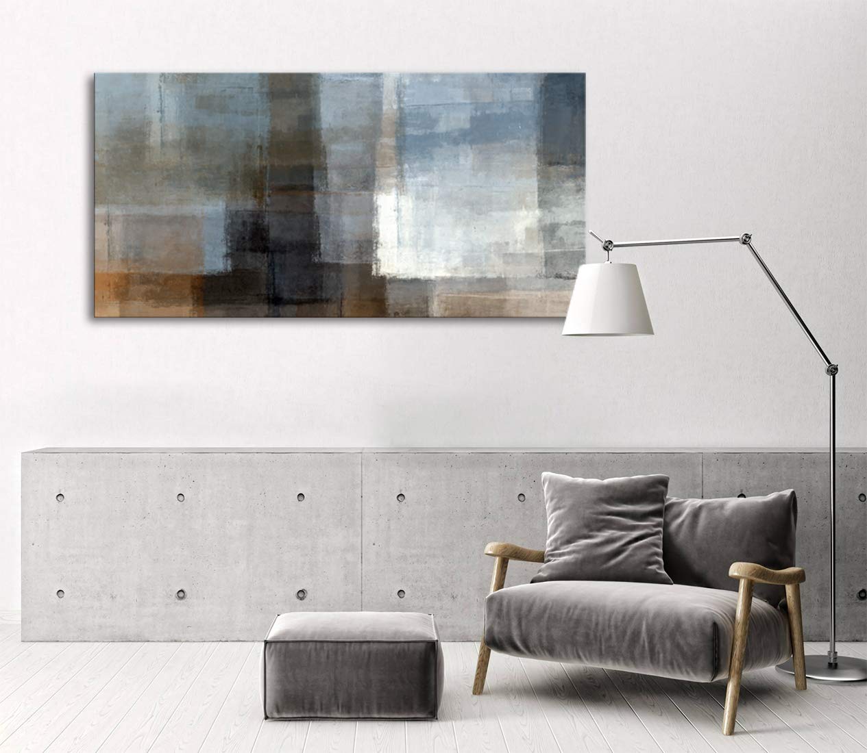 Muolunna A62275 Canvas Prints Abstract Wall Art Print Paintings Grey and Brown Home Decor Stretched and Framed Ready to hang for Living Room Bedroom and Office Home Kitchen Artwork 30x60inch