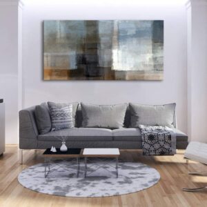 Muolunna A62275 Canvas Prints Abstract Wall Art Print Paintings Grey and Brown Home Decor Stretched and Framed Ready to hang for Living Room Bedroom and Office Home Kitchen Artwork 30x60inch