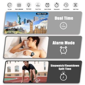 Beeasy Digital Watch Waterproof with Stopwatch Alarm Countdown Dual Time, Ultra-Thin Super Wide-Angle Display Digital Wrist Watches for Men Women