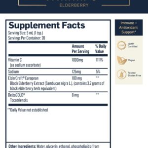 Quicksilver Scientific Liposomal Vitamin C + Elderberry - Liposomal Vitamin C 1000mg with Superior Absorption Technology & Tocotrienols - Antioxidant & Immune Support Tonic (100ml)