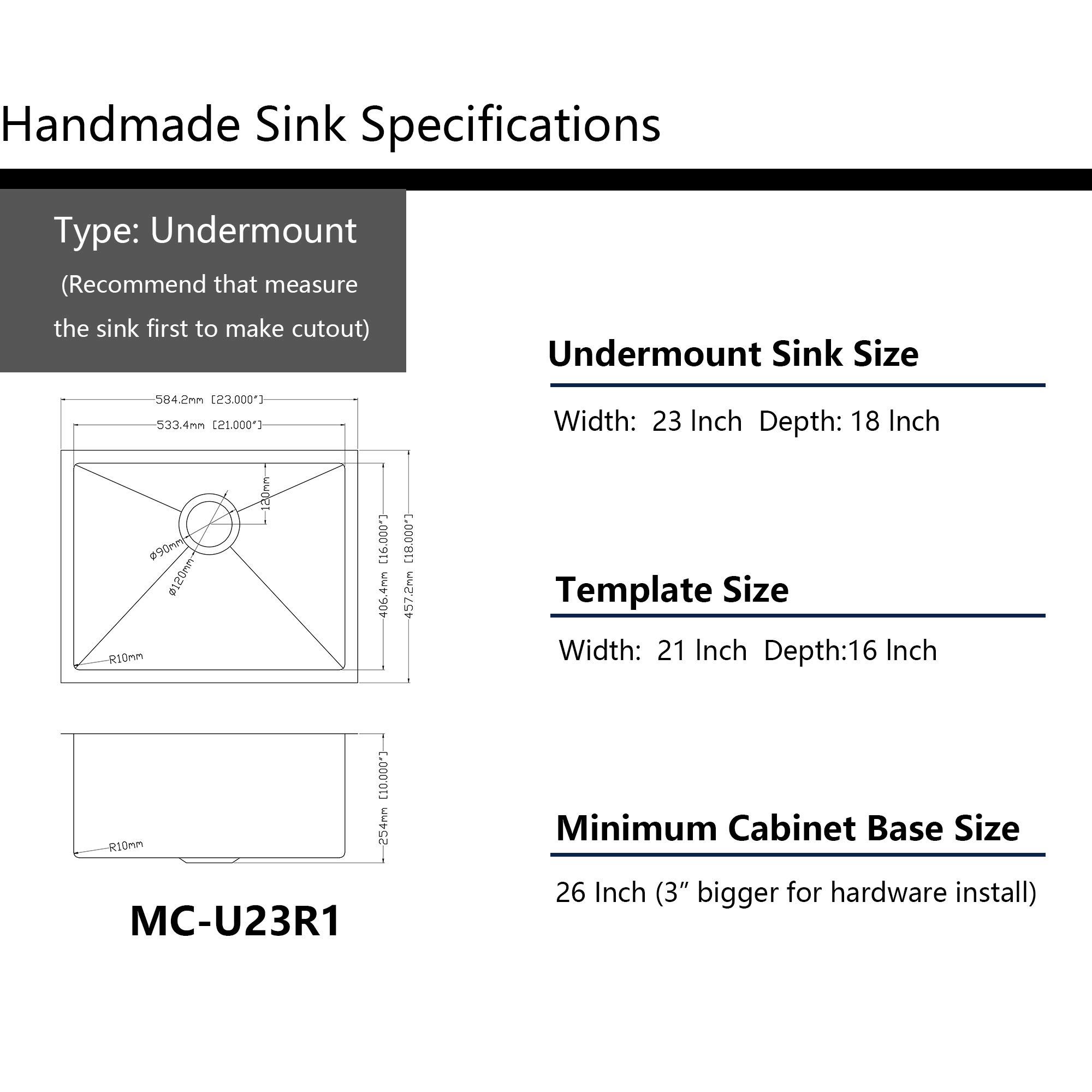 23 Undermount Kitchen Sink - Mocoloo 23x18 Inch Undermount Sink Stainless Steel 16 Gauge Single Bowl Bar Prep Deep Sinks