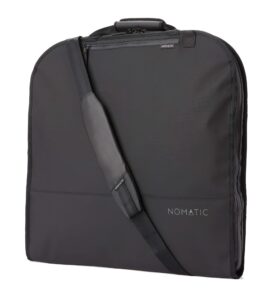 nomatic garment bag - premium black nylon garment bag, travel hanging luggage garment bag with shoe compartment, holds up to 3 suits plus accessories, v2