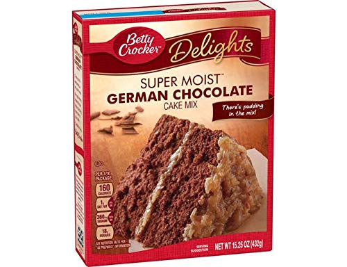 Betty Crocker Super Moist German Chocolate Cake Mix and Coconut Pecan Frosting Bundle (4 Pack)