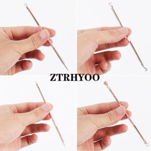 ZTRHYOO Blackhead Remover Pimple Comedone Extractor Tool Best Acne Removal Kit - Treatment for Blemish, Whitehead Popping, Zit Removing for Risk Free Nose Face Skin with Case(Rose, 4 Piece Set)