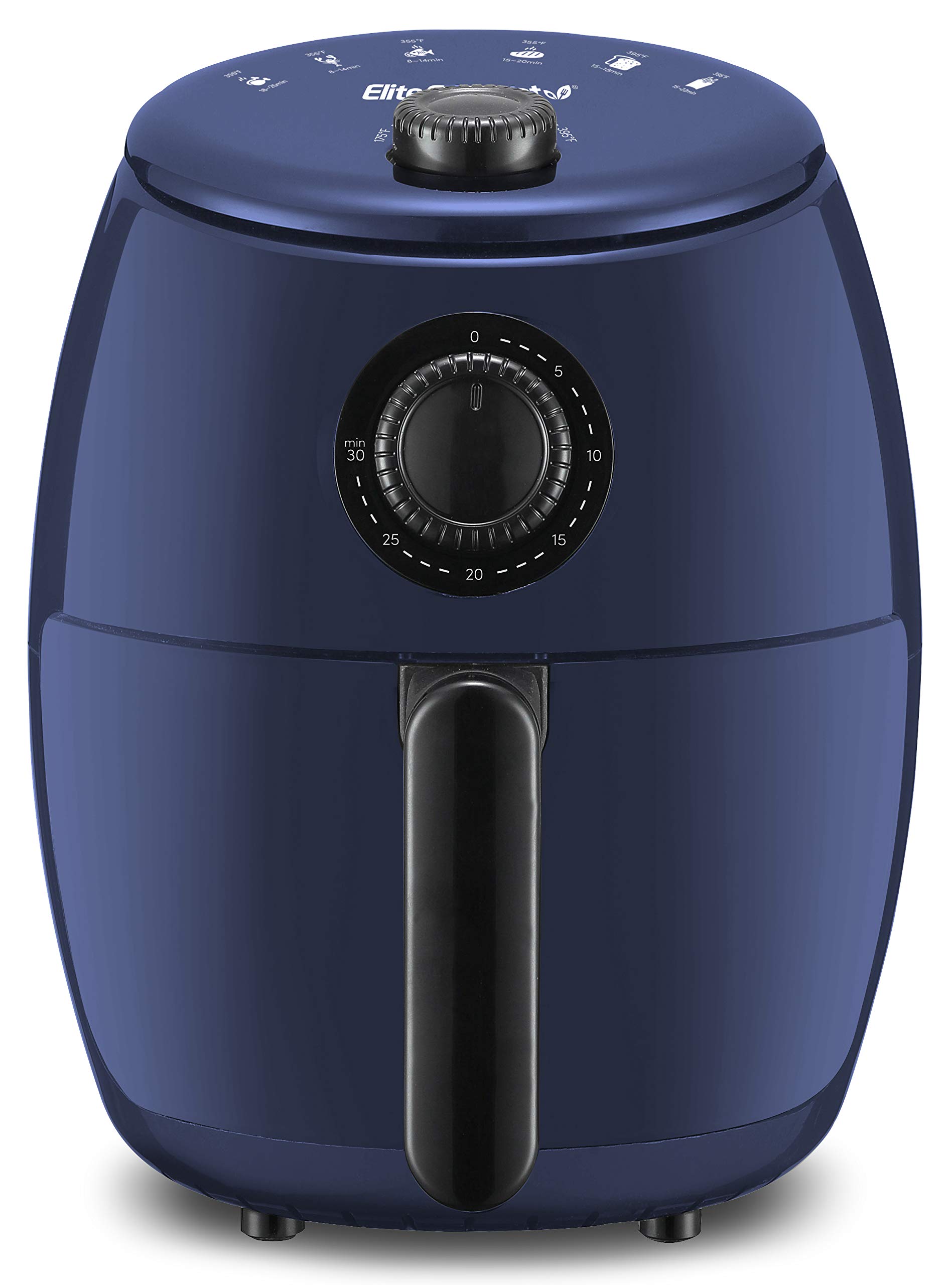 Elite Gourmet EAF-0201BG Personal 2.1 Qt. Compact Space Saving Electric Hot Air Fryer Oil-Less Healthy Cooker, Timer & Temperature Controls, 1000W, Quart, Blue Gray