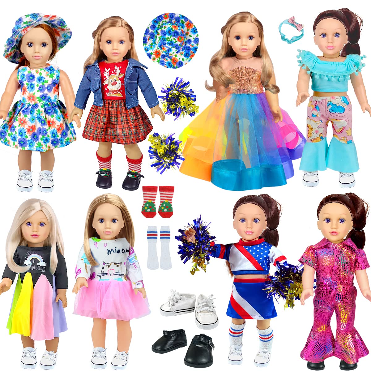 18 inch Doll Clothes Accessories American Doll Socks 18 inch Girl Doll Shoes - Compatible with18 Inch Dolls Clothes