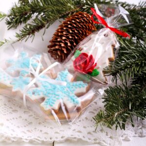 Morepack Cello Cellophane 4x6 Inches Cookie Bags 200 Pcs OPP Plastic Clear Treat Bags with 200 Twist Ties for Gift Wrapping,Packaging Candies,Dessert,Bakery,Chocolate,Party Favors