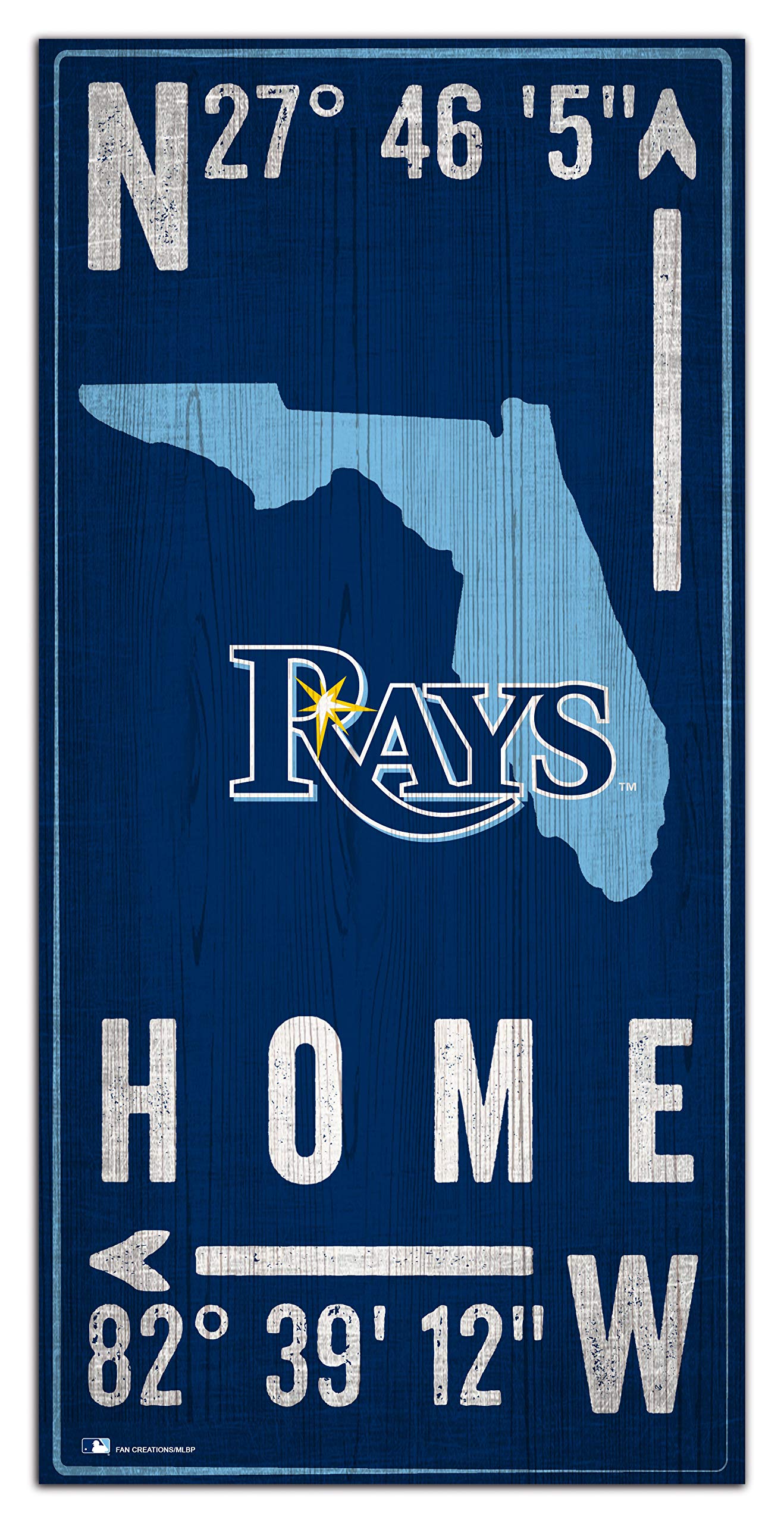 Fan Creations MLB Tampa Bay Rays Unisex Tampa Bay Rays Coordinate Sign, Team Color, 6 x 12