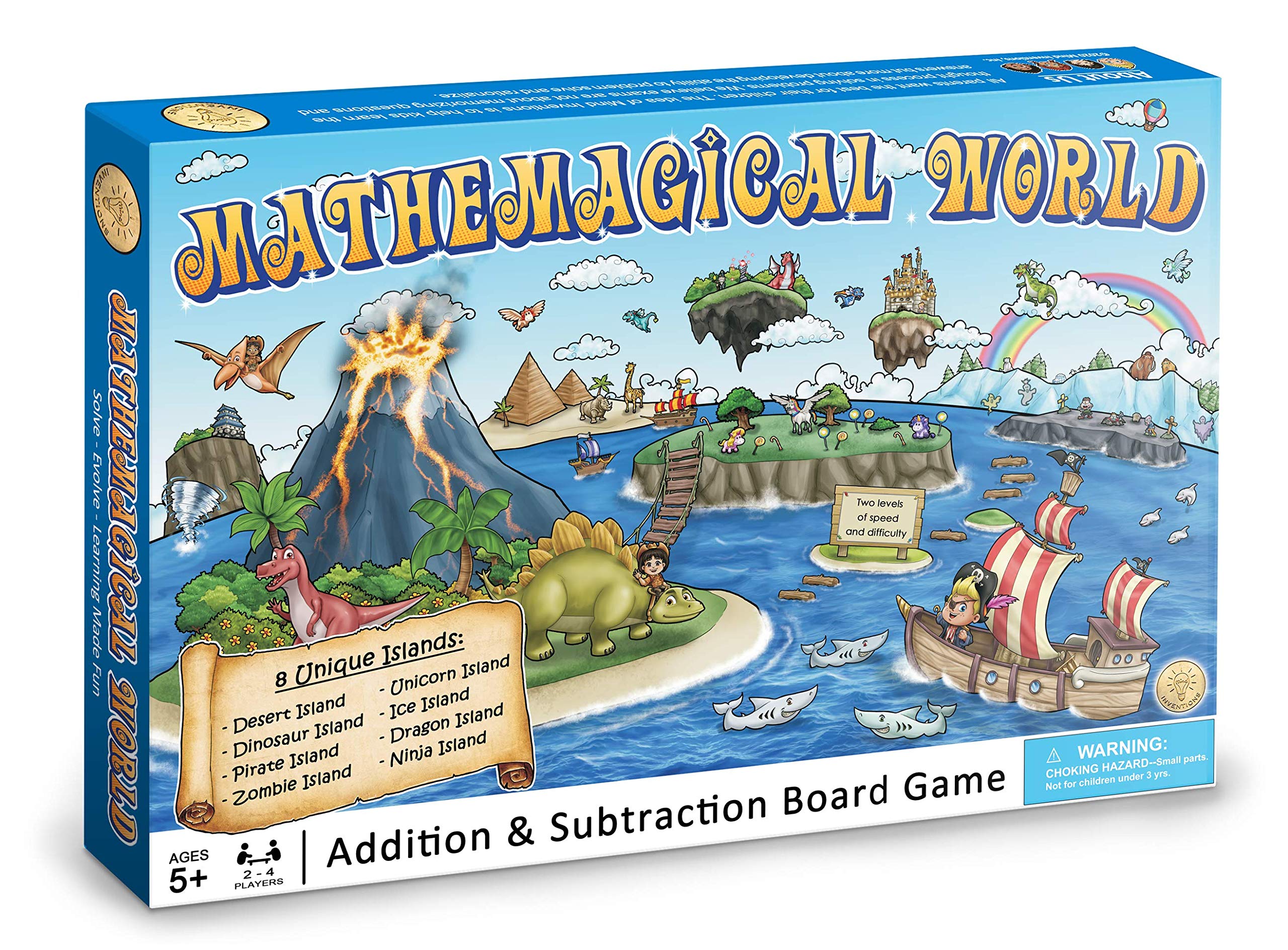 Mathemagical World - Addition & Subtraction Math Board Game for Kids, 2-4 players, Ages 5+ and Perfect for Homeschool, Kindergarten, Pre-k, and Gifted & Talented Prep