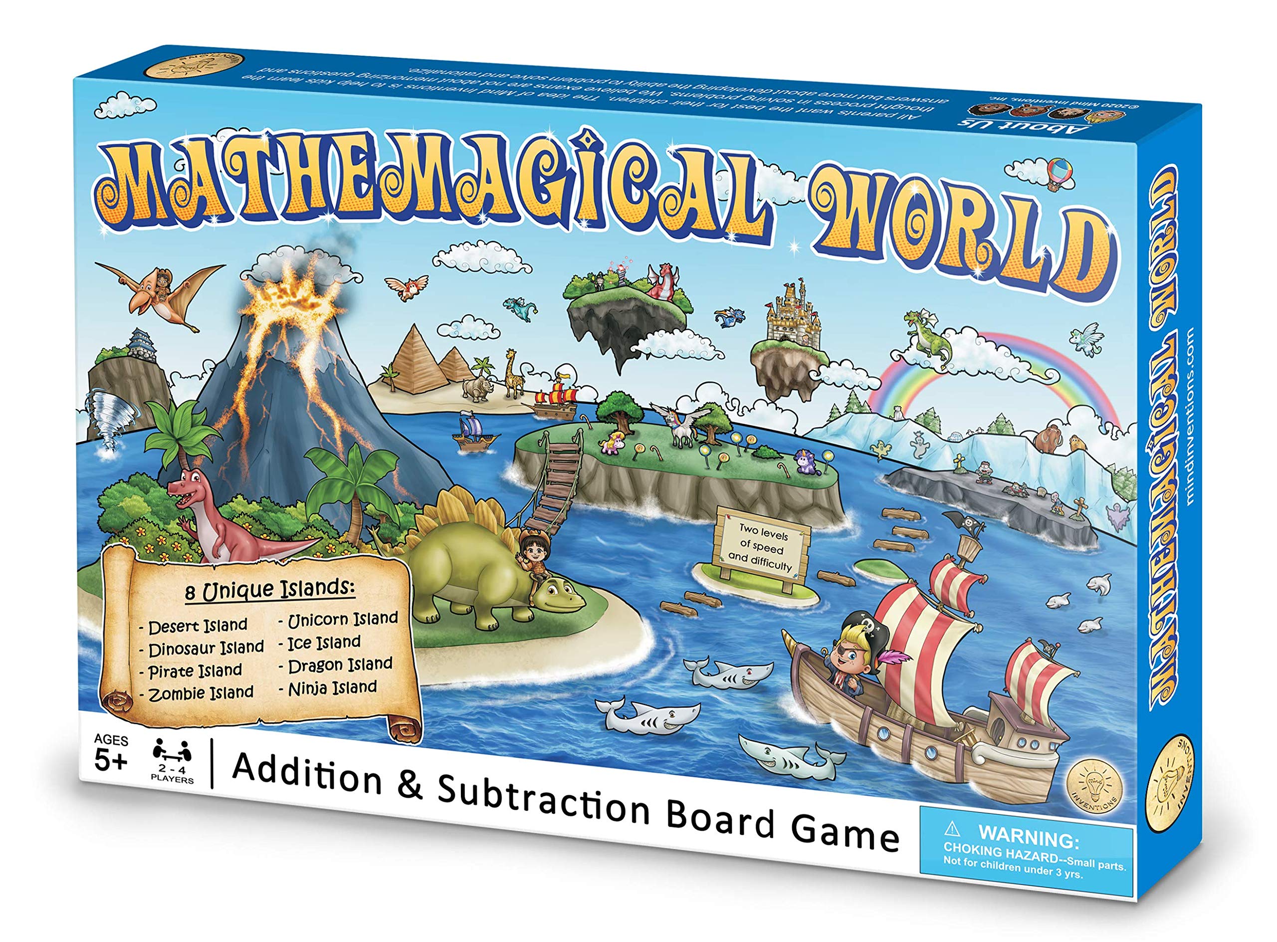 Mathemagical World - Addition & Subtraction Math Board Game for Kids, 2-4 players, Ages 5+ and Perfect for Homeschool, Kindergarten, Pre-k, and Gifted & Talented Prep