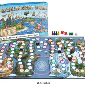 Mathemagical World - Addition & Subtraction Math Board Game for Kids, 2-4 players, Ages 5+ and Perfect for Homeschool, Kindergarten, Pre-k, and Gifted & Talented Prep