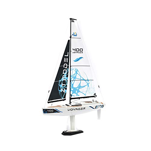 PLAYSTEM Voyager 400 RC Controlled Wind Powered Sailboat in Blue - 26" Tall