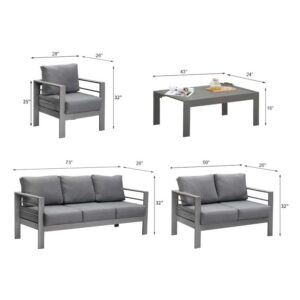 Solaste Aluminum Patio Furniture Set,5 Pieces Modern Outdoor Conversation Set Sectional Sofa with Upgrade Cushion and Coffee Table,Grey