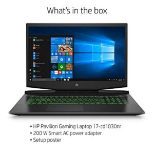 HP Pavilion Gaming Laptop 17-inch, Intel Core i7, NVIDIA GeForce GTX 1660 Ti with Max-Q, 16 GB RAM, 256 GB SSD, Windows 10 Home (17-cd1030nr, Shadow Black)