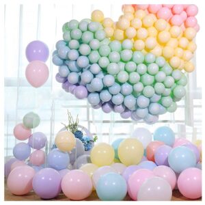 Latex Balloons Macaron Rainbow Party Balloons Thicken Round 5 Inch Glossy Helium Candy Pastel Balloons for Birthday Wedding Engagement Anniversary Christmas Festival Party Decorations 200 Pack