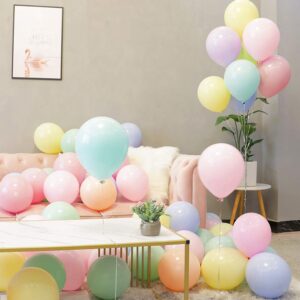 Latex Balloons Macaron Rainbow Party Balloons Thicken Round 5 Inch Glossy Helium Candy Pastel Balloons for Birthday Wedding Engagement Anniversary Christmas Festival Party Decorations 200 Pack