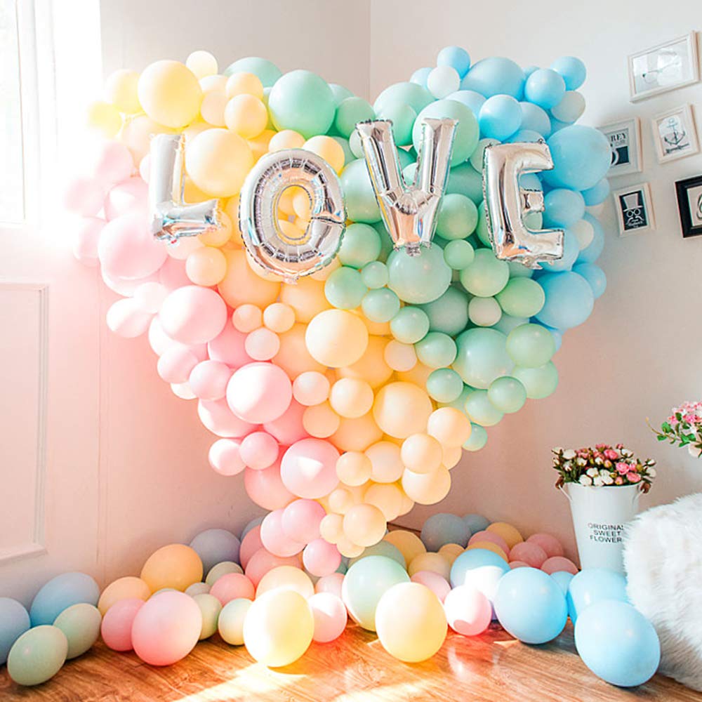 Latex Balloons Macaron Rainbow Party Balloons Thicken Round 5 Inch Glossy Helium Candy Pastel Balloons for Birthday Wedding Engagement Anniversary Christmas Festival Party Decorations 200 Pack