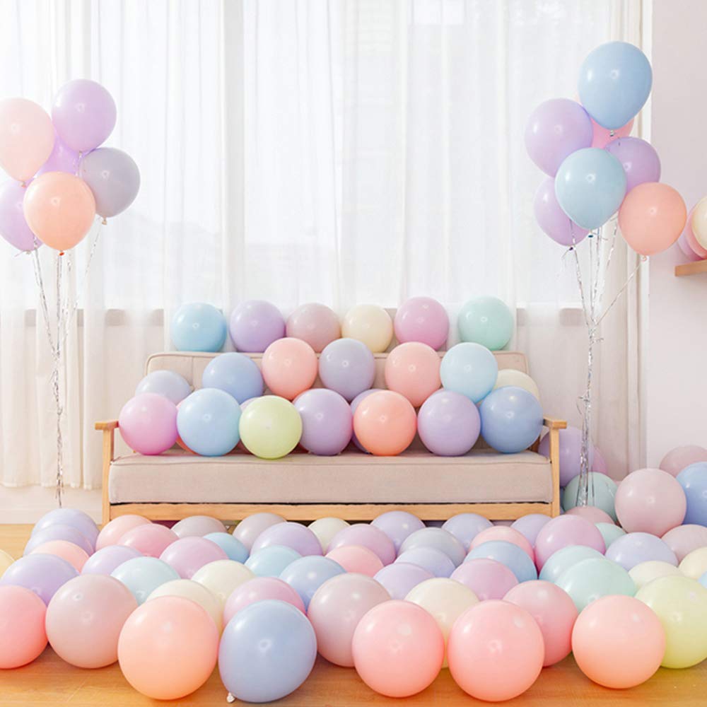 Latex Balloons Macaron Rainbow Party Balloons Thicken Round 5 Inch Glossy Helium Candy Pastel Balloons for Birthday Wedding Engagement Anniversary Christmas Festival Party Decorations 200 Pack