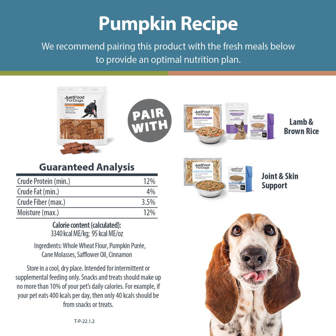 JustFoodForDogs Limited-Ingredient Pumpkin Healthy Dog Treats, Made in The USA, 5 oz