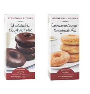 stonewall kitchen doughnut mix bundle including chocolate and cinnamon sugar flavors