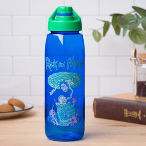 Silver Buffalo Rick and Morty Portal Grab, Tritan Water Bottle, Screw Top Lid, 28 Ounces