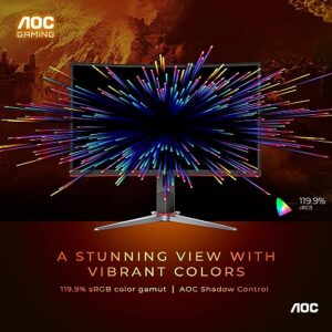 AOC C27G2Z 27" Curved Frameless Ultra-Fast Gaming Monitor, FHD 1080p, 0.5ms 240Hz, FreeSync, HDMI/DP/VGA, Height Adjustable, 3-Year Zero Dead Pixel Guarantee, Black, Xbox PS5 Switch