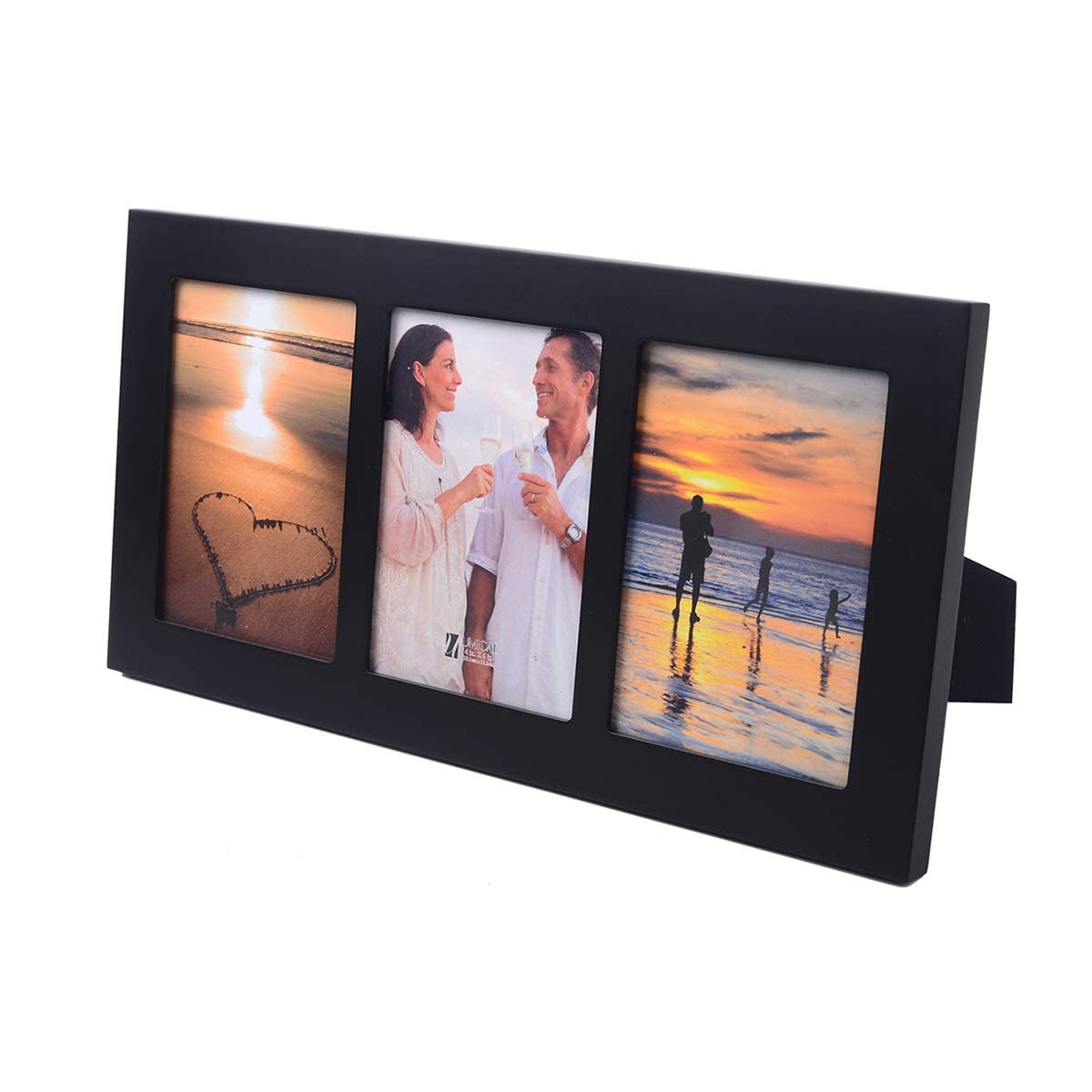 UMICAL 4x6 3-Opening Collage Picture Frame Black Wood Photo Frames for 4x6 Inch Pictures Display Made for Tabletop Stand and Wall Mounting