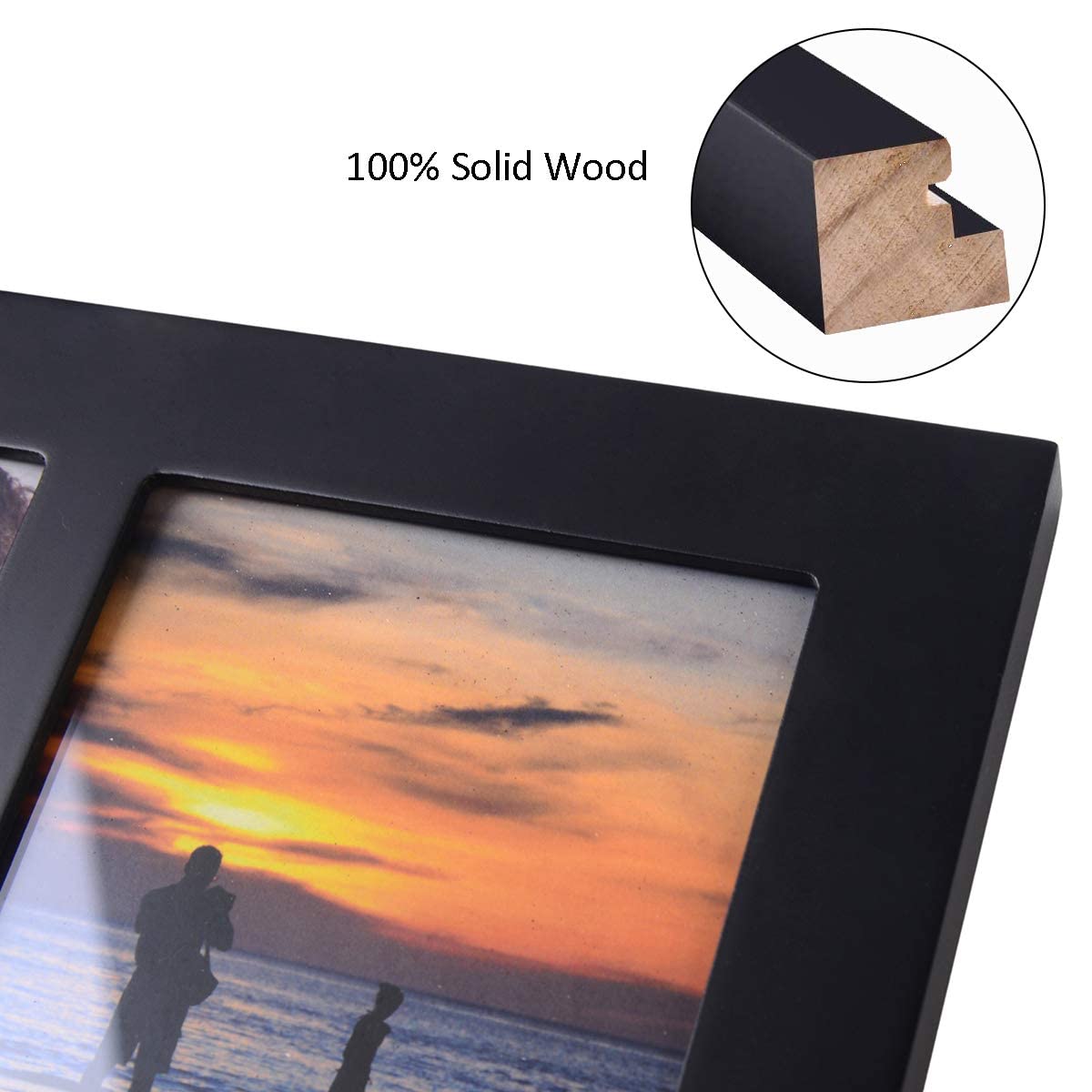 UMICAL 4x6 3-Opening Collage Picture Frame Black Wood Photo Frames for 4x6 Inch Pictures Display Made for Tabletop Stand and Wall Mounting