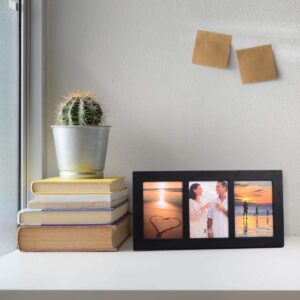 UMICAL 4x6 3-Opening Collage Picture Frame Black Wood Photo Frames for 4x6 Inch Pictures Display Made for Tabletop Stand and Wall Mounting