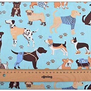 Hanjunzhao Cute Animals Cat Dog Fat Quarters Fabric Bundles 18 x 22 inch for Quilting Sewing Crafting