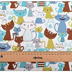 Hanjunzhao Cute Animals Cat Dog Fat Quarters Fabric Bundles 18 x 22 inch for Quilting Sewing Crafting