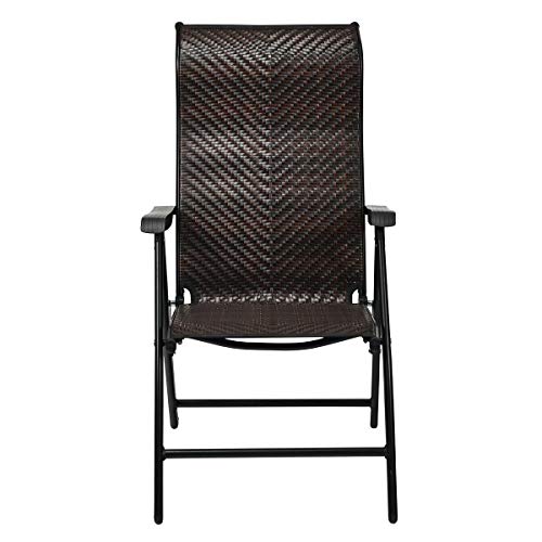 2PCS Outdoor PE Rattan Folding Lounge Chair Recliner 5 Adjustable Backrest Position Steel Frame Ideal For Patio Beach Balcony Backyard Pool Side Use Perfect For Family Gathering Party Outdoor Camping