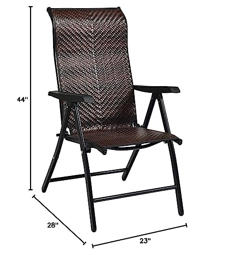 2PCS Outdoor PE Rattan Folding Lounge Chair Recliner 5 Adjustable Backrest Position Steel Frame Ideal For Patio Beach Balcony Backyard Pool Side Use Perfect For Family Gathering Party Outdoor Camping