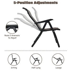 Outdoor PE Rattan Folding Lounge Chair Recliner 5 Adjustable Backrest Position Solid Steel Frame Ideal For Patio Beach Balcony Backyard Pool Side Use Perfect For Family Gathering Party Outdoor Camping