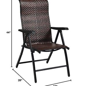 Outdoor PE Rattan Folding Lounge Chair Recliner 5 Adjustable Backrest Position Solid Steel Frame Ideal For Patio Beach Balcony Backyard Pool Side Use Perfect For Family Gathering Party Outdoor Camping