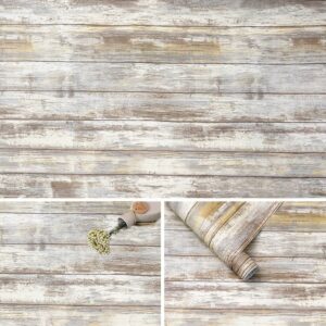 arthome distressed wood contact paper 17''x120'' self-adhesive removable wood peel and stick wallpaper decorative wood plank film vintage wall covering for furniture easy to clean wooden grain paper