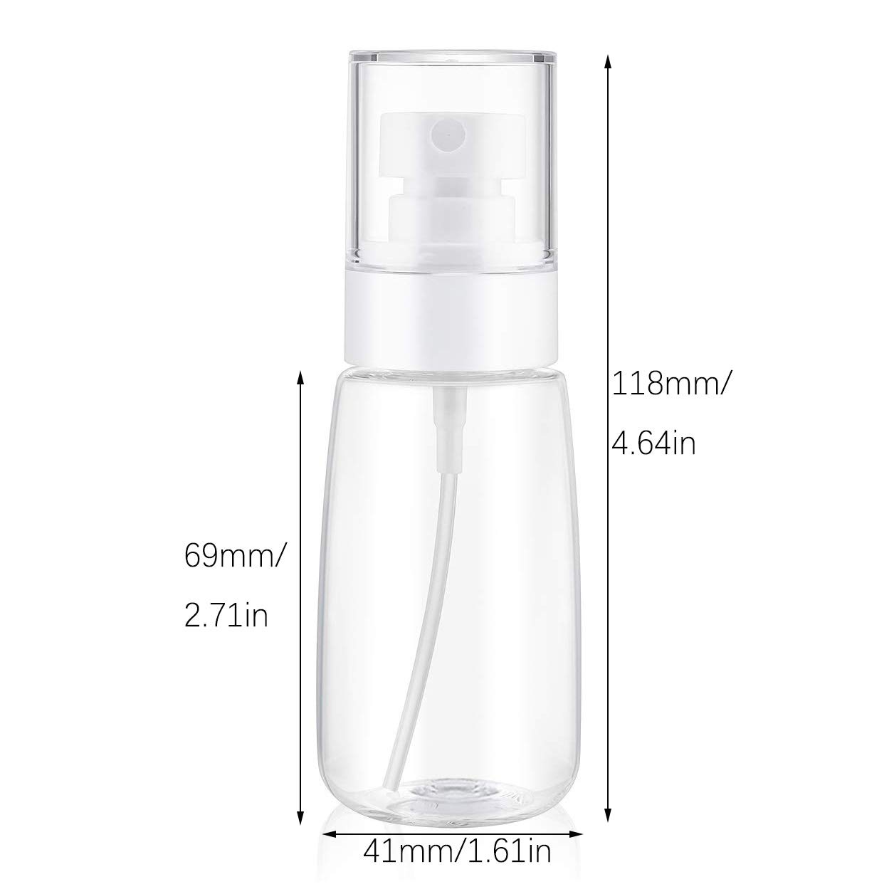 TOSERSPBE Spray Water Bottle Hair Mister, Fine Mist Stylist Sprayers 360 Empty Small Misting Spritzer, Perfume Atomizer with Pump Clear Containers (2PCS/2oz)