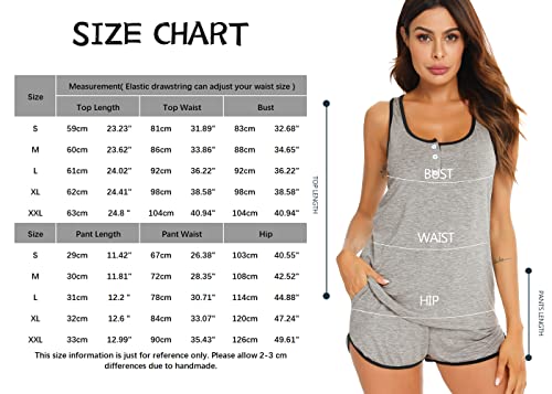 Vlazom Women's Pajama Short Set Soft Sweetness Cami Pj's Sets Tank Top Shorts Sleepwear Set with Pockets