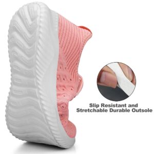 Feethit Womens Slip On Walking Shoes Non Slip Running Shoes Breathable Workout Shoes Lightweight Gym Sneakers Pink Size 9.5