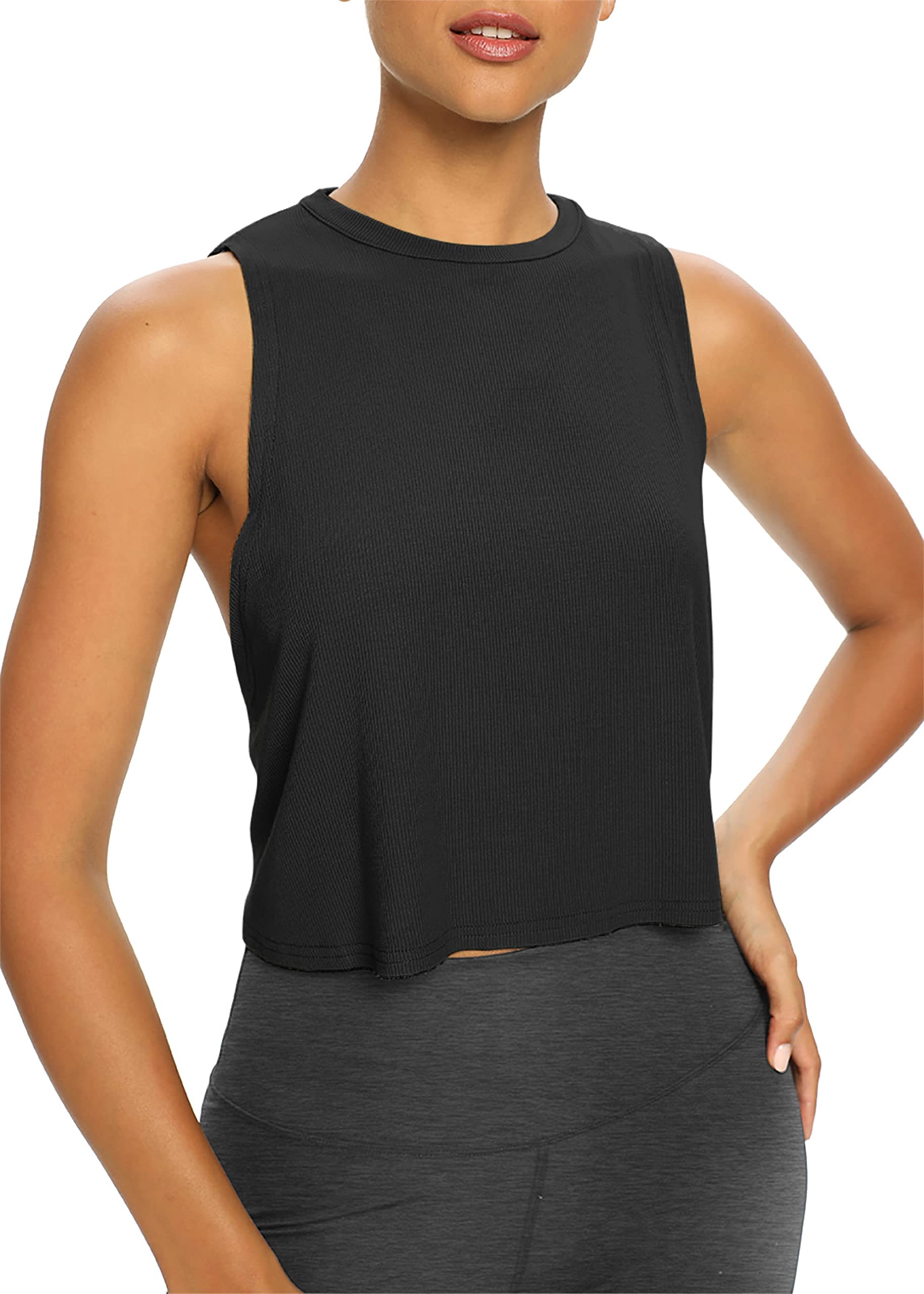 Bestisun Workout Tops for Women Yoga Tops Athletic Gym Clothes Backless Workout Tops Open Back Athletic Tops for Women Black S